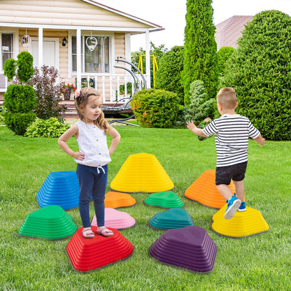 Indoor Outdoor Balance Stepping Stones | 11 Colorful Pieces