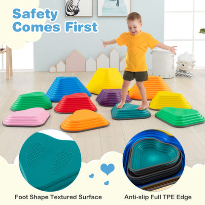 Indoor Outdoor Balance Stepping Stones | 11 Colorful Pieces