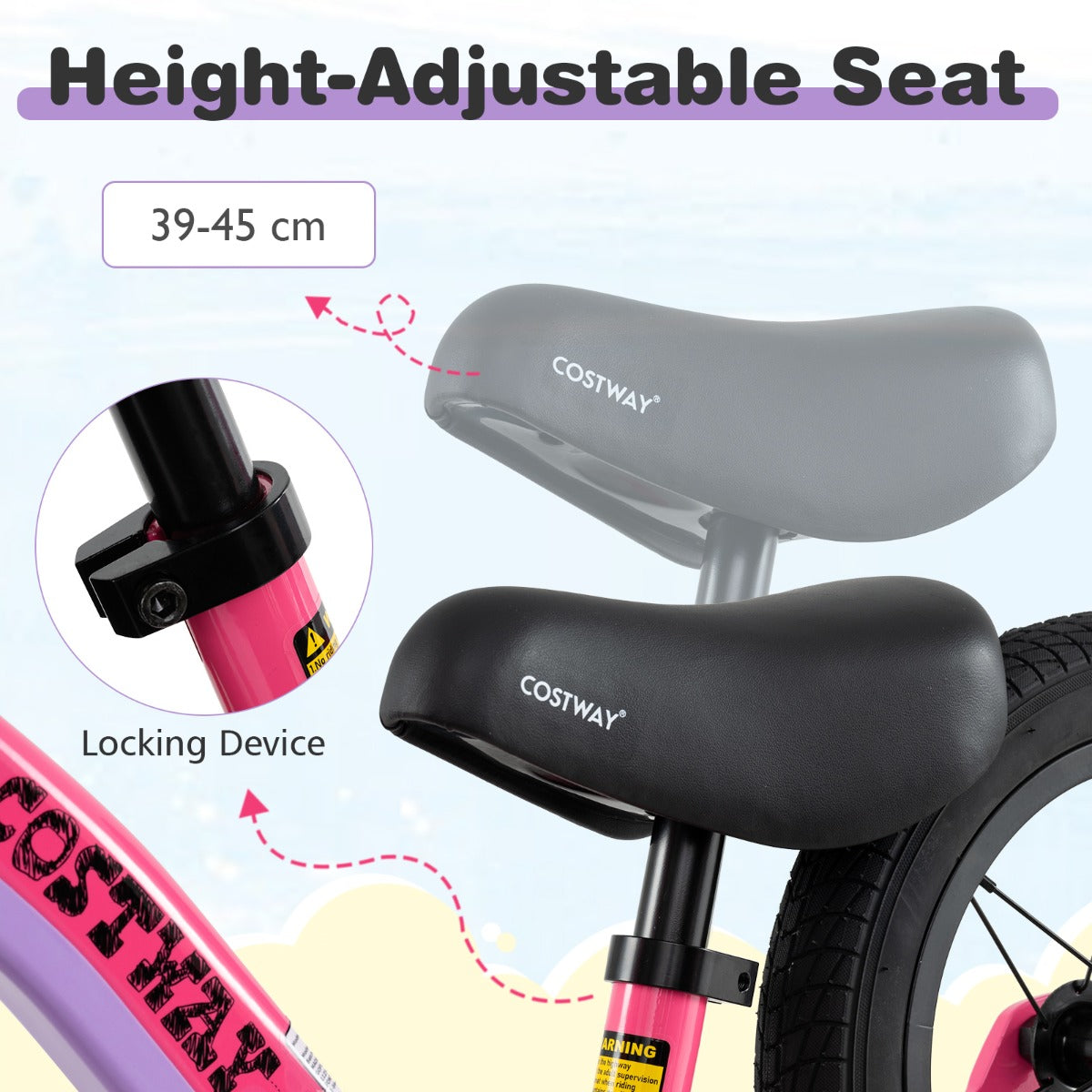 12 Inch Balance Bike | Adjustable Magnesium Frame Mix Pink