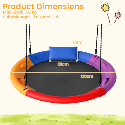120cm Multicolor Saucer Swing | Soft Headrest & 4 Handles