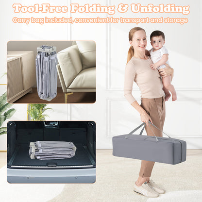 127cm Large Baby Playpen | Zipper Gate Dark Grey Foldable