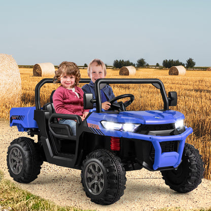 Costway 12V 2-Seater Kids Ride On Dump Truck with Shovel and Remote Control-Blue
