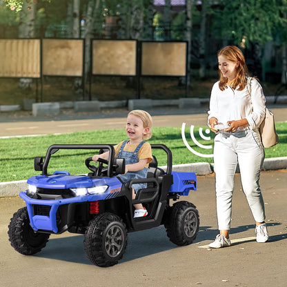 Blue 12V 2-Seater Kids Ride On Dump Truck With Shovel | RC