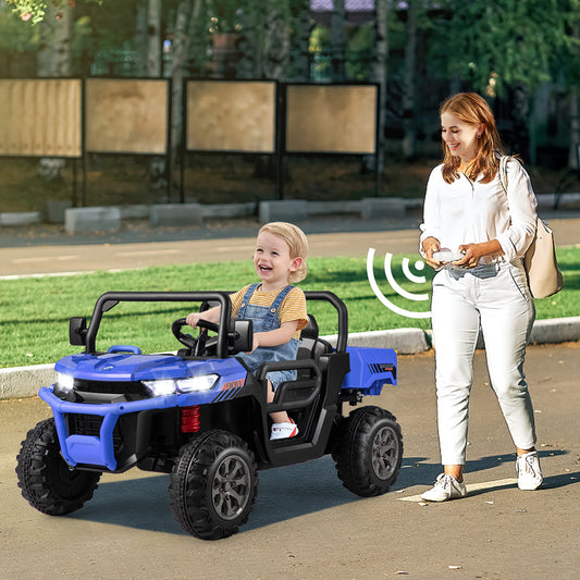 Blue 12V 2-Seater Kids Ride On Dump Truck With Shovel | RC