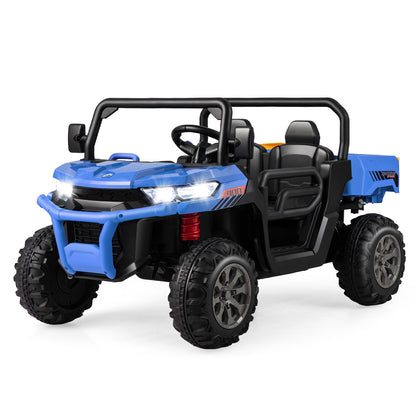 Blue 12V 2-Seater Kids Ride On Dump Truck With Shovel | RC