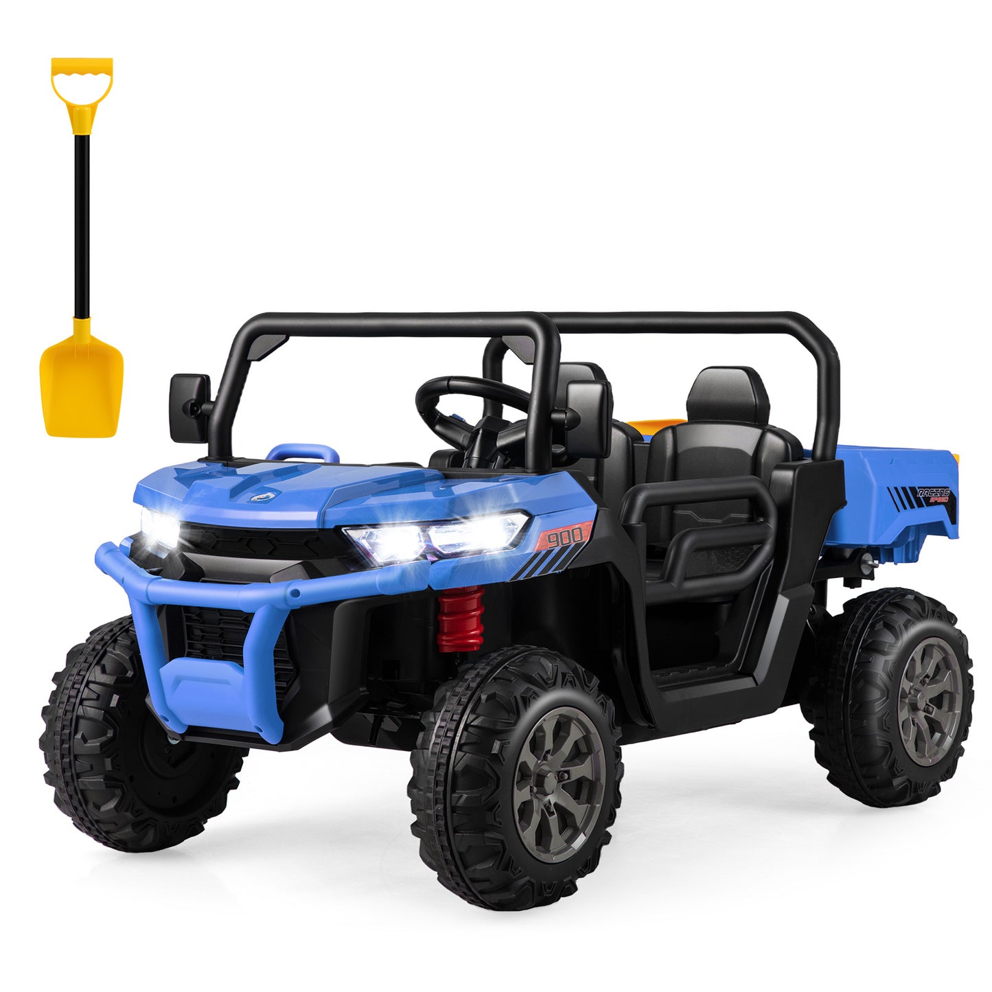 Blue 12V 2-Seater Kids Ride On Dump Truck With Shovel | RC