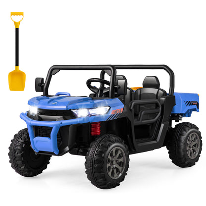 Blue 12V 2-Seater Kids Ride On Dump Truck With Shovel | RC