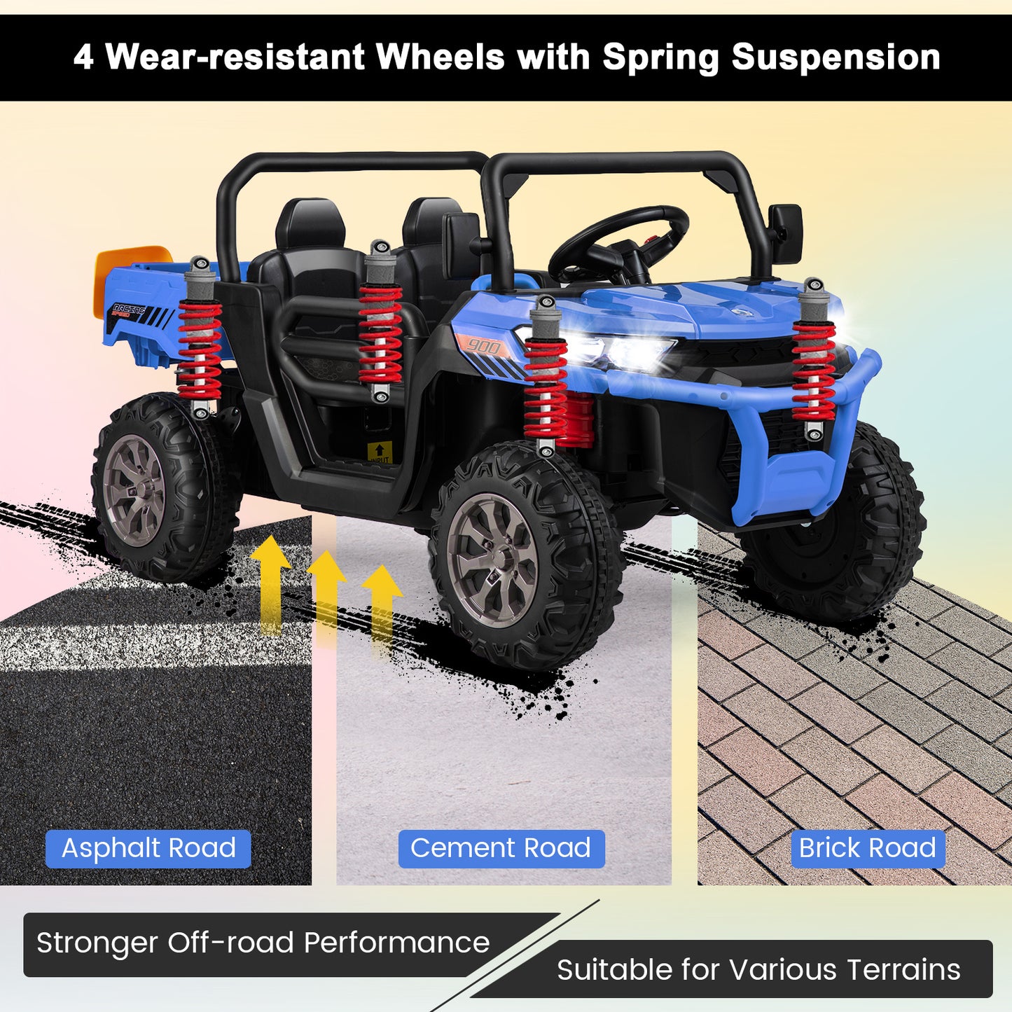 Blue 12V 2-Seater Kids Ride On Dump Truck With Shovel | RC