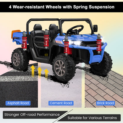 Blue 12V 2-Seater Kids Ride On Dump Truck With Shovel | RC