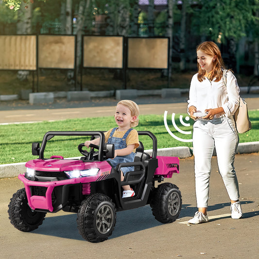 Pink 12V 2-Seater Kids Ride On Dump Truck With Shovel | RC