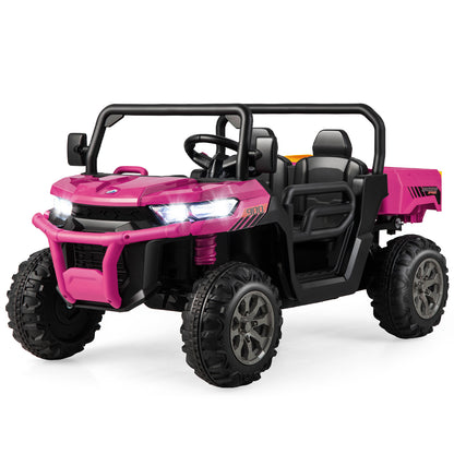 Pink 12V 2-Seater Kids Ride On Dump Truck With Shovel | RC
