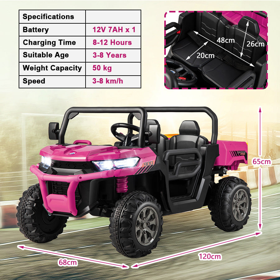 Pink 12V 2-Seater Kids Ride On Dump Truck With Shovel | RC