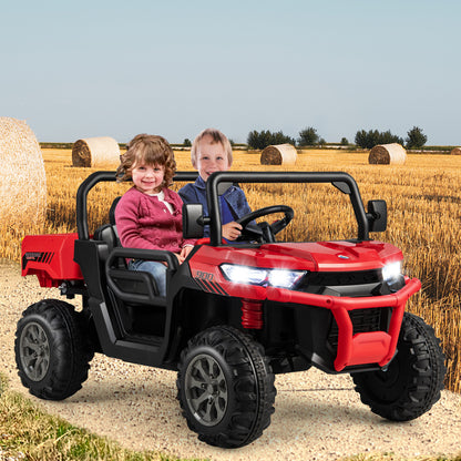 Costway 12V 2-Seater Kids Ride On Dump Truck with Shovel and Remote Control-Red