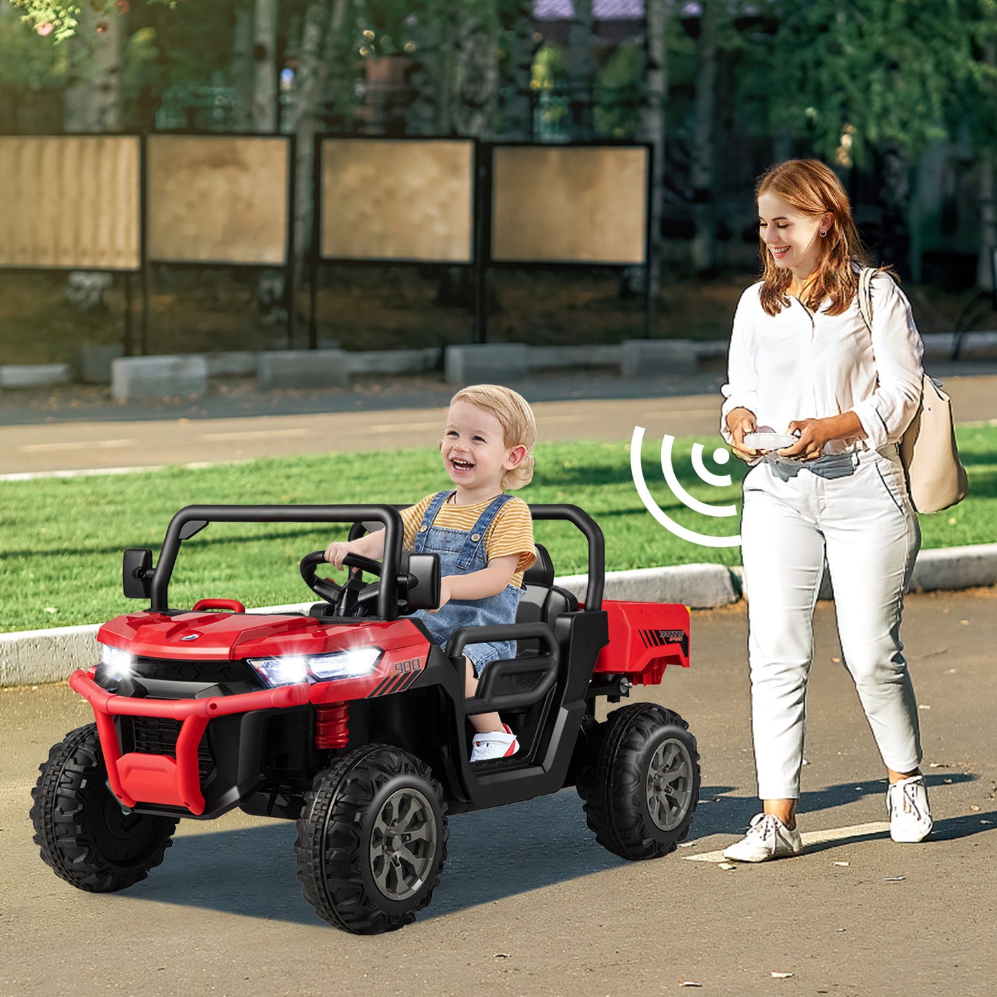 Red 12V 2-Seater Kids Ride On Dump Truck With Shovel | RC