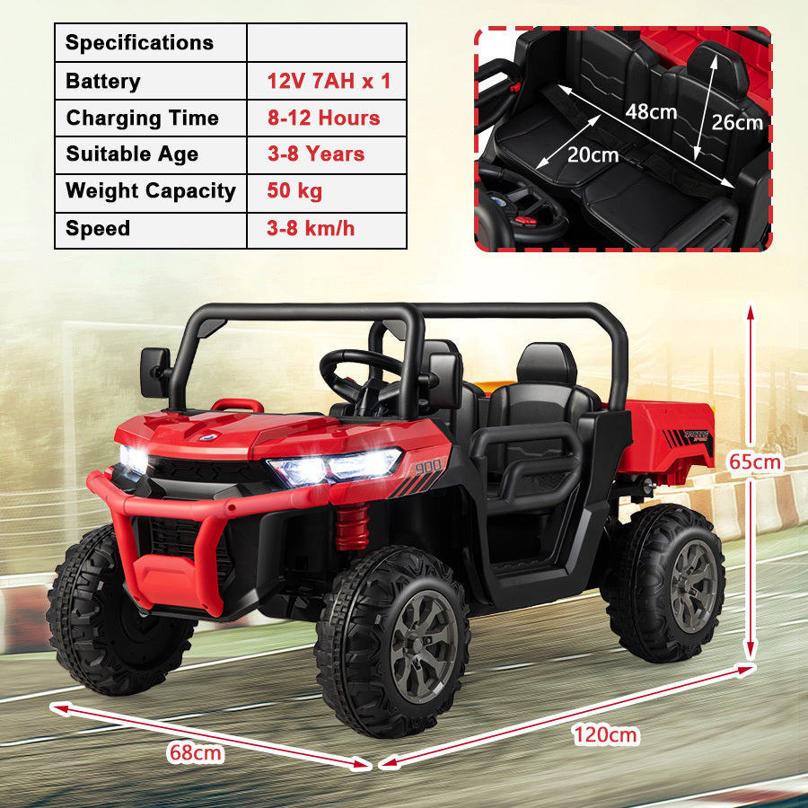 Red 12V 2-Seater Kids Ride On Dump Truck With Shovel | RC