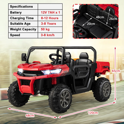 Red 12V 2-Seater Kids Ride On Dump Truck With Shovel | RC