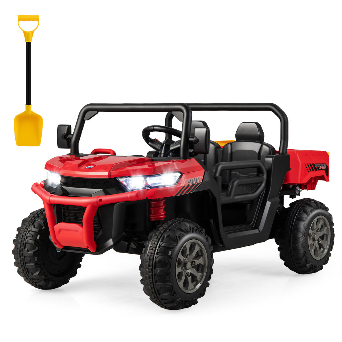 Red 12V 2-Seater Kids Ride On Dump Truck With Shovel | RC