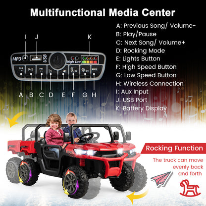Red 12V 2-Seater Kids Ride On Dump Truck With Shovel | RC