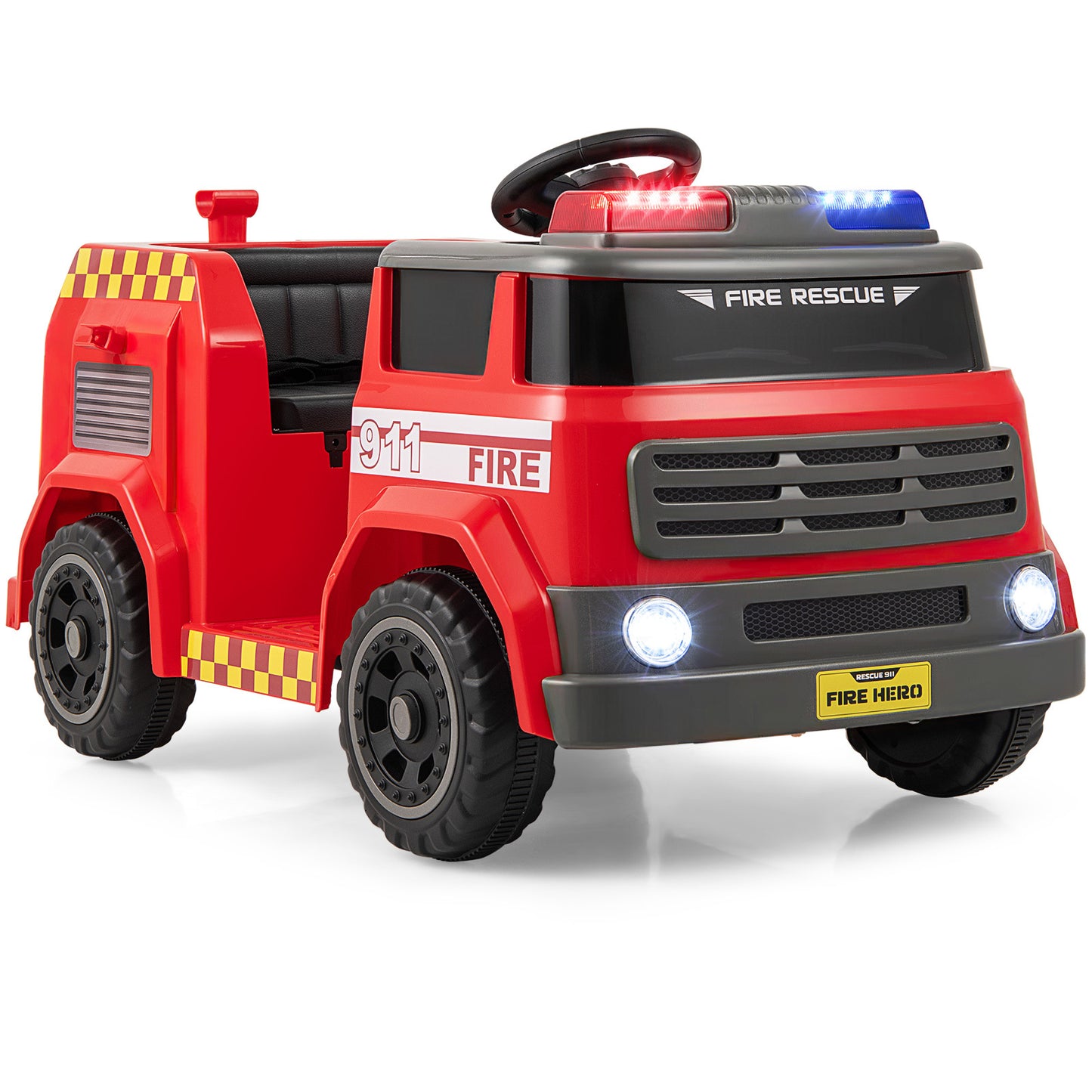 Red 12V Kids Ride On Fire Truck | Remote Control & Water Gun