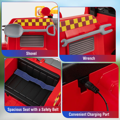Red 12V Kids Ride On Fire Truck | Remote Control & Water Gun