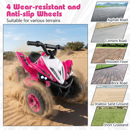 Pink 12V Kids Electric Quad ATV | LED Lights Music & Dual Motors