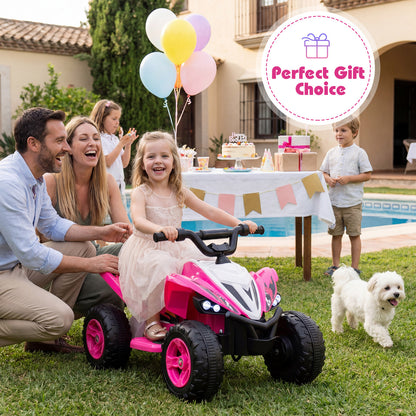 Pink 12V Kids Electric Quad ATV | LED Lights Music & Dual Motors