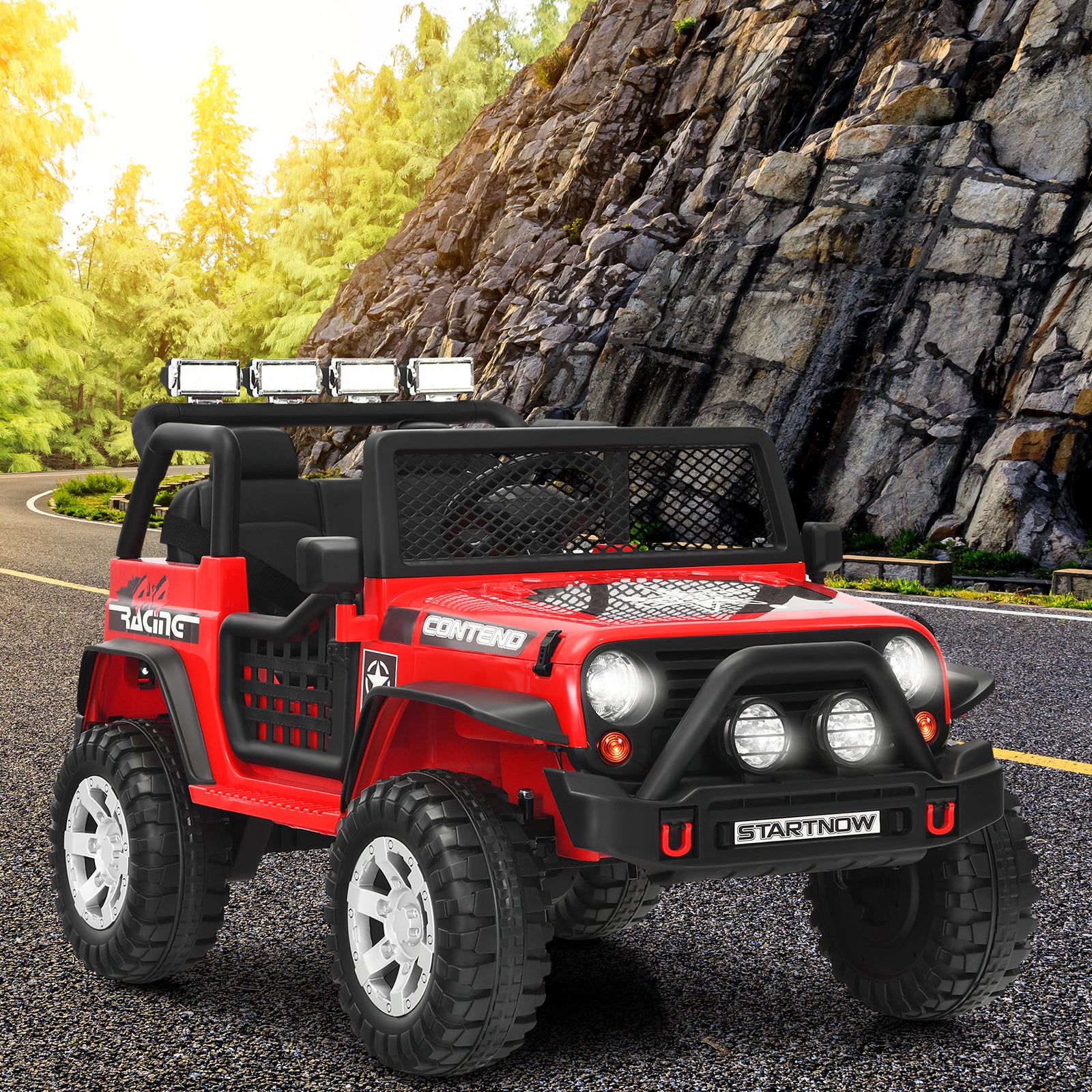 Costway 12V Electric Ride-On Car with Parental Remote Control for Ages 3+-Red
