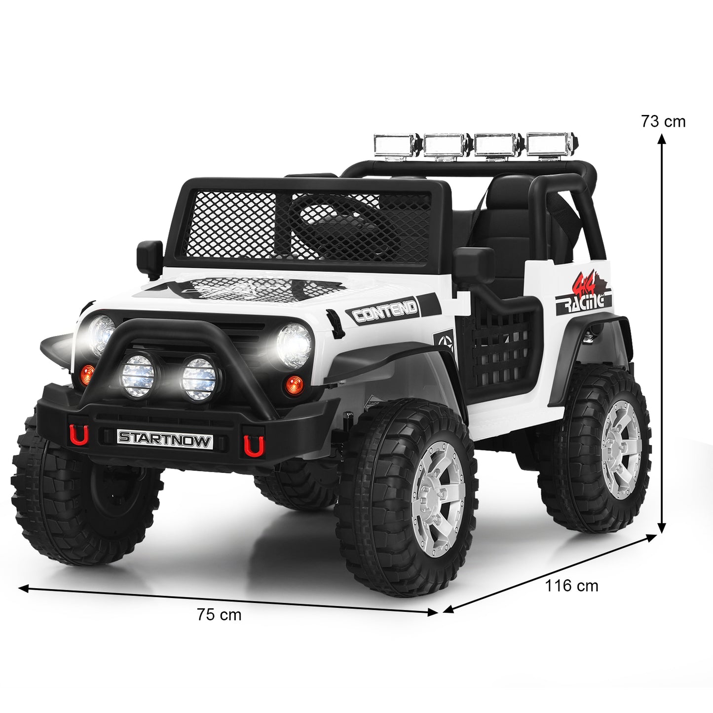 White 12V Kids Ride-On Car | Remote Control & LED Lights