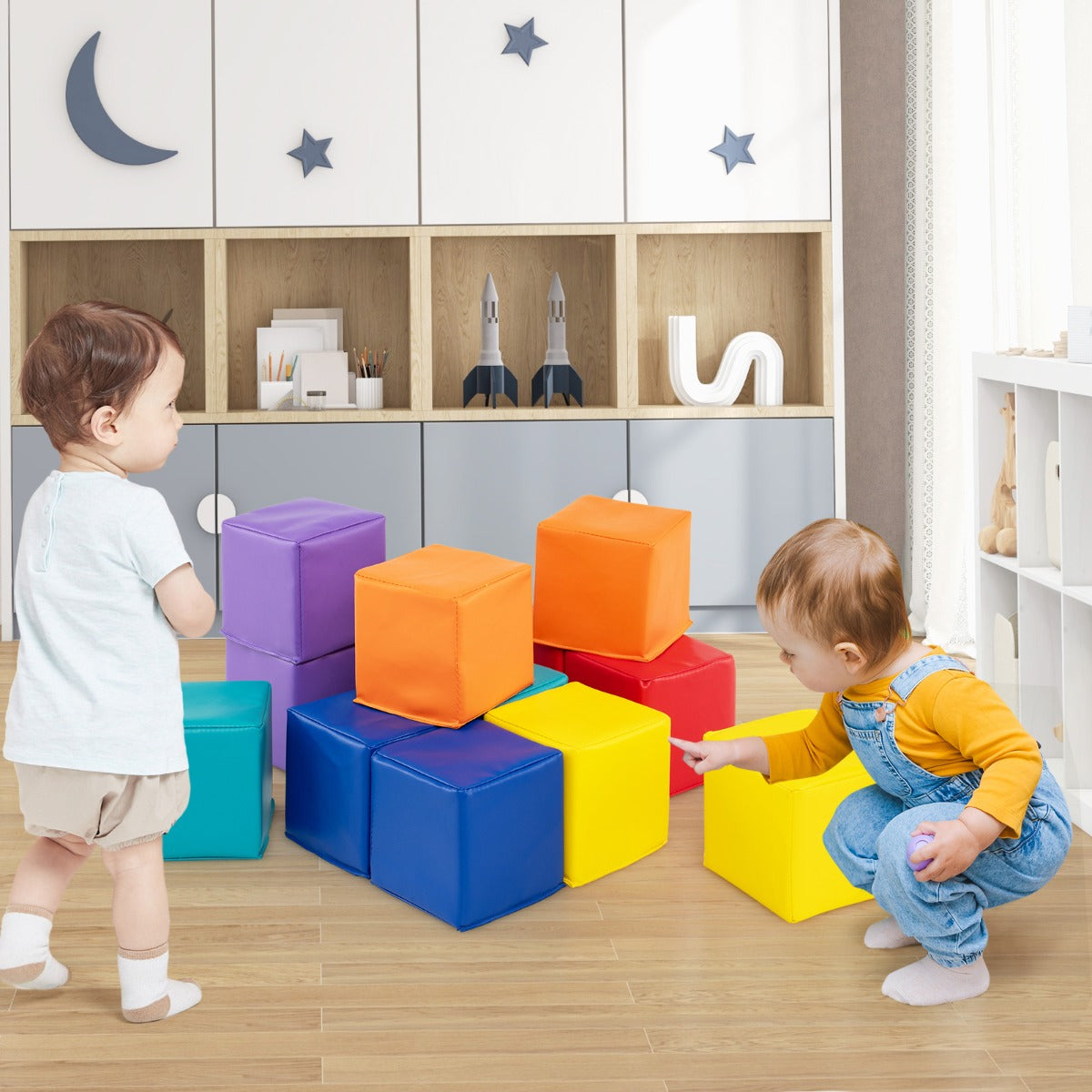 12 Piece Colorful Foam Building Blocks | Stacking Cubes Set – Kids Mega ...