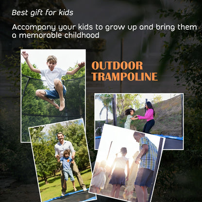 12 Ft Blue Trampoline | Basketball Hoop & Enclosure Net