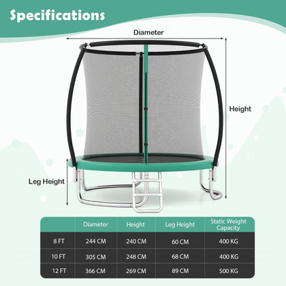 Green Outdoor Heavy Duty Trampoline With Enclosure Net