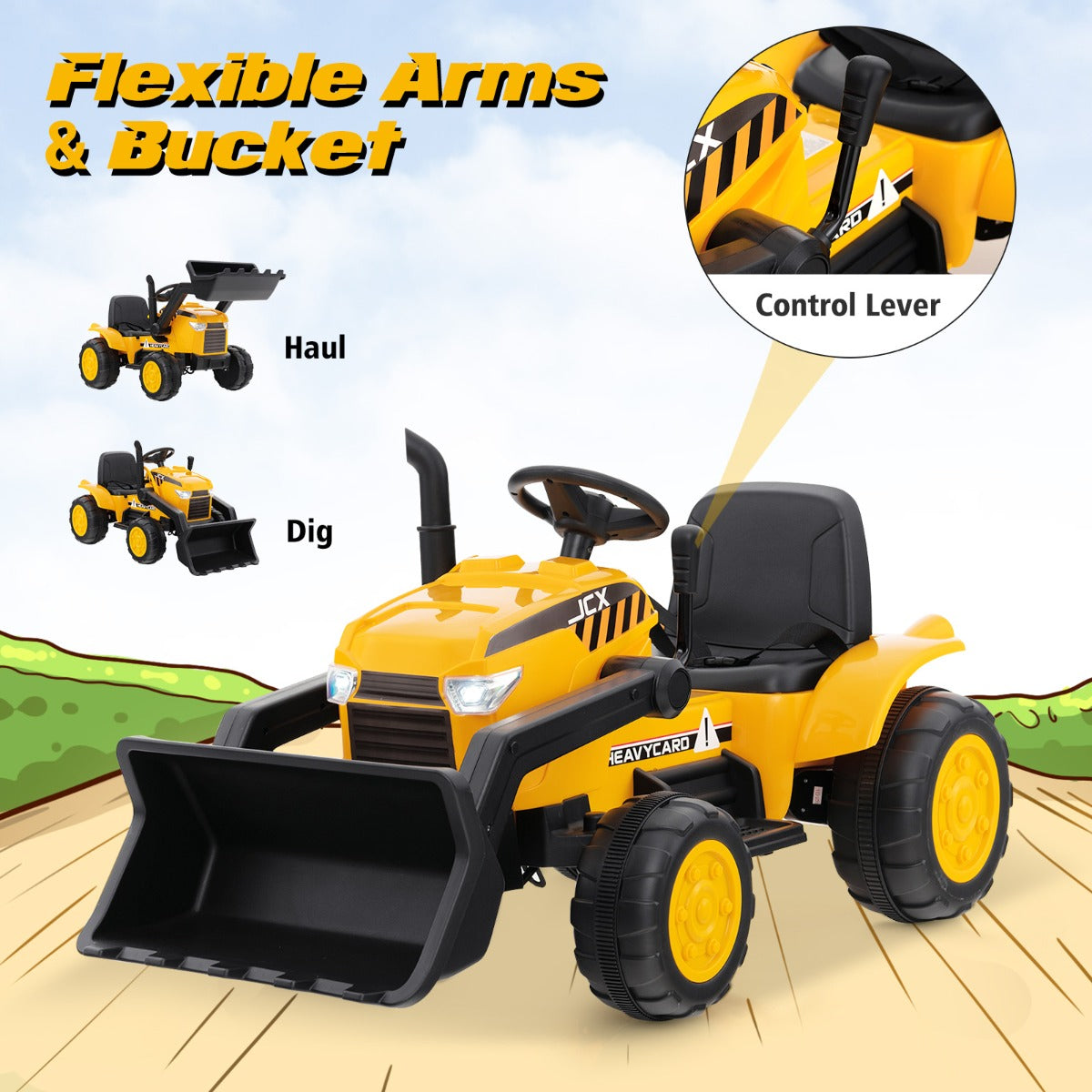 12V Kids Electric Excavator Ride-On Toy with Remote Control - Fun for Imaginative Play