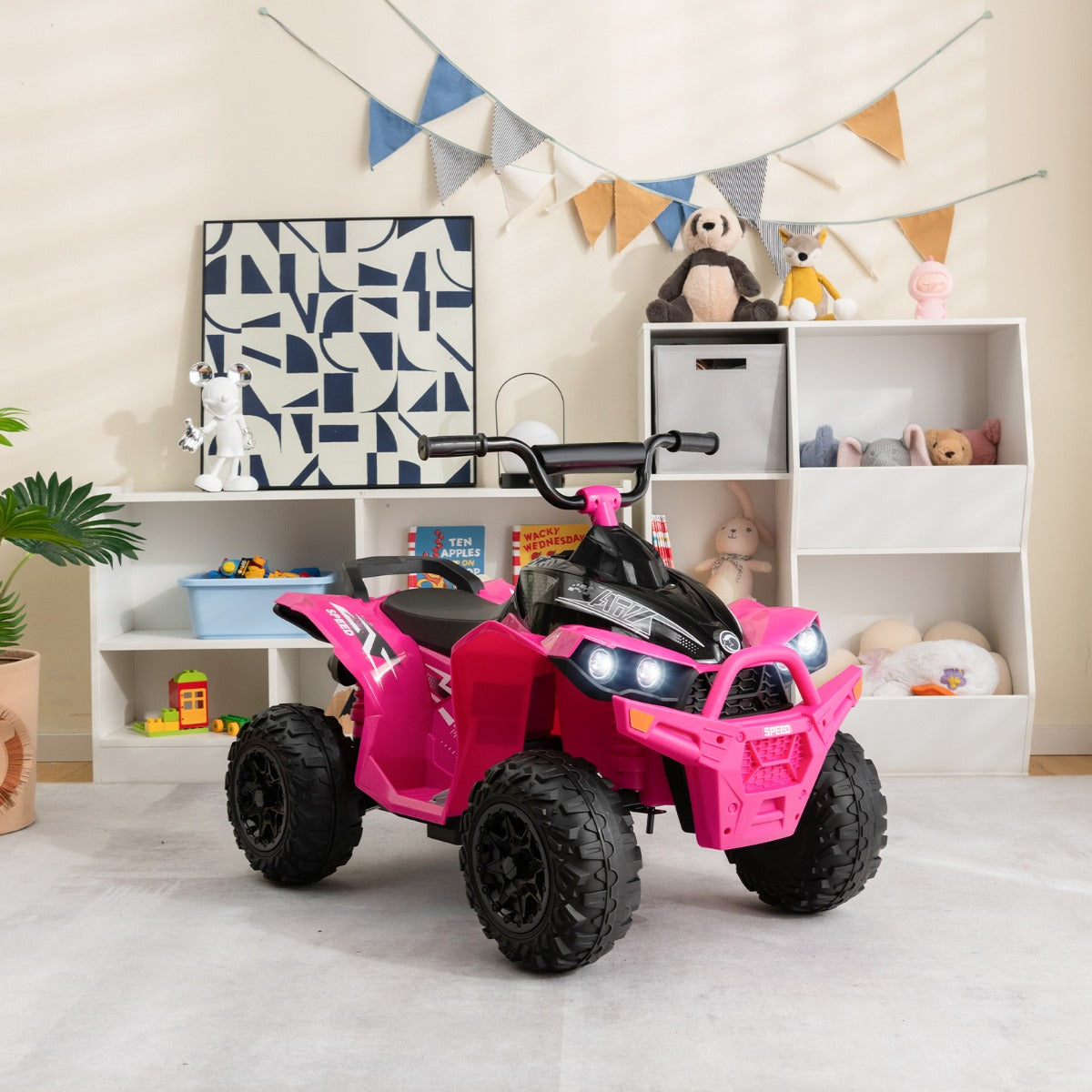 Pink 12V Kids Electric ATV Quad Bike - Adjustable Speed for exciting home adventures.