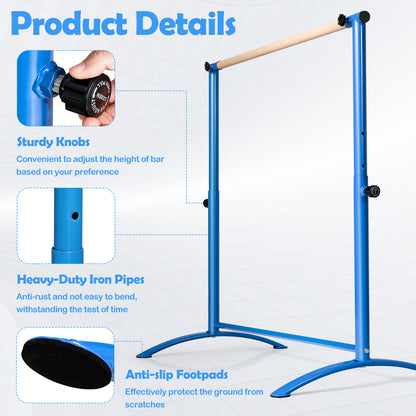 130cm Blue Ballet Barre | 4 Height Adjustable Dance Bar