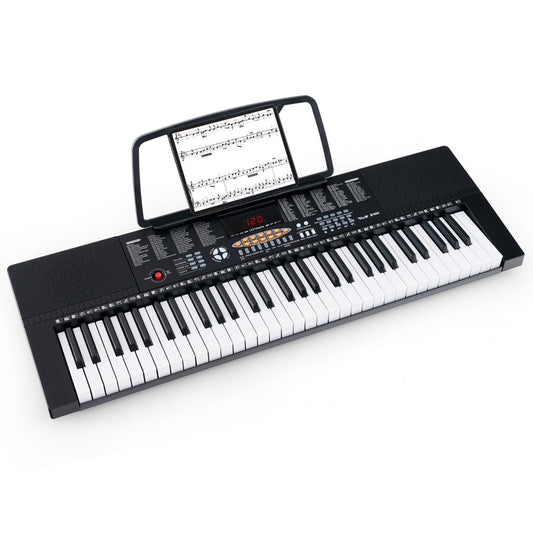 Colorful 61-key electronic piano keyboard for kids with 300 rhythms, perfect for home music fun.