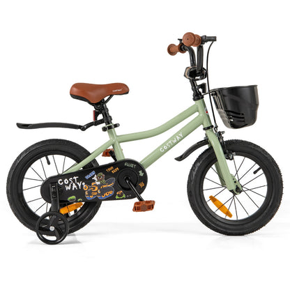 Adjustable Kids Bike | Green 14-18 Inch Sizes with Training Wheels