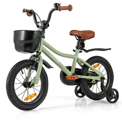 Adjustable Kids Bike | Green 14-18 Inch Sizes with Training Wheels
