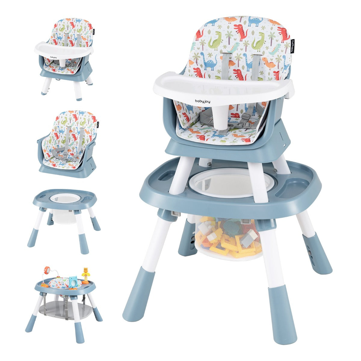 15 In 1 Blue High Chair | Adjustable Height & Removable Tray