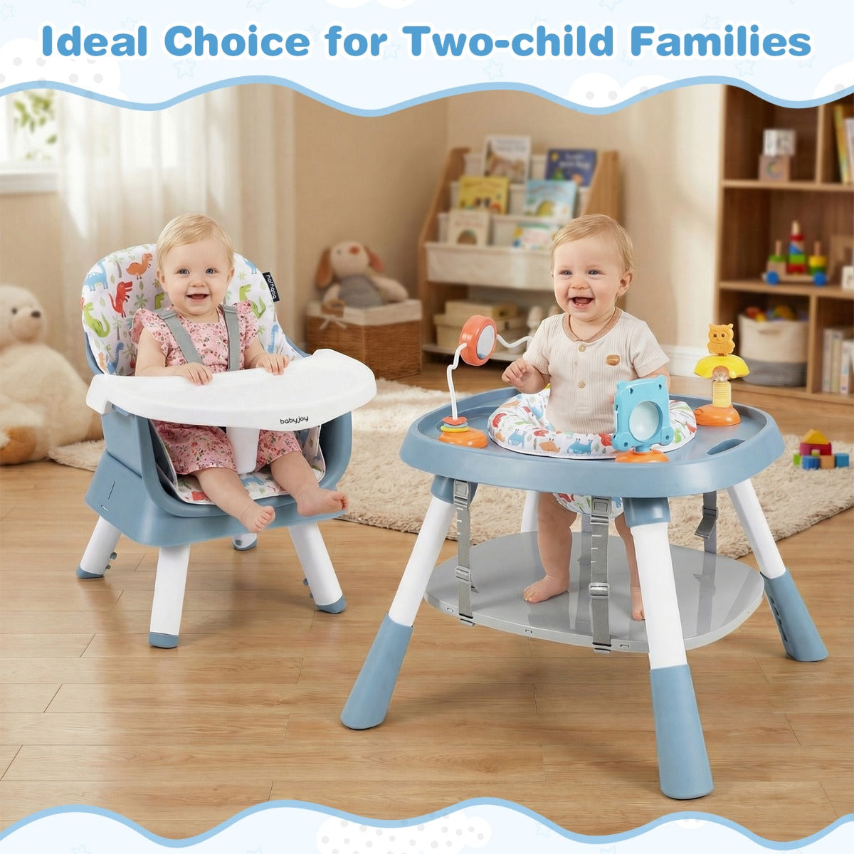 15 In 1 Blue High Chair | Adjustable Height & Removable Tray