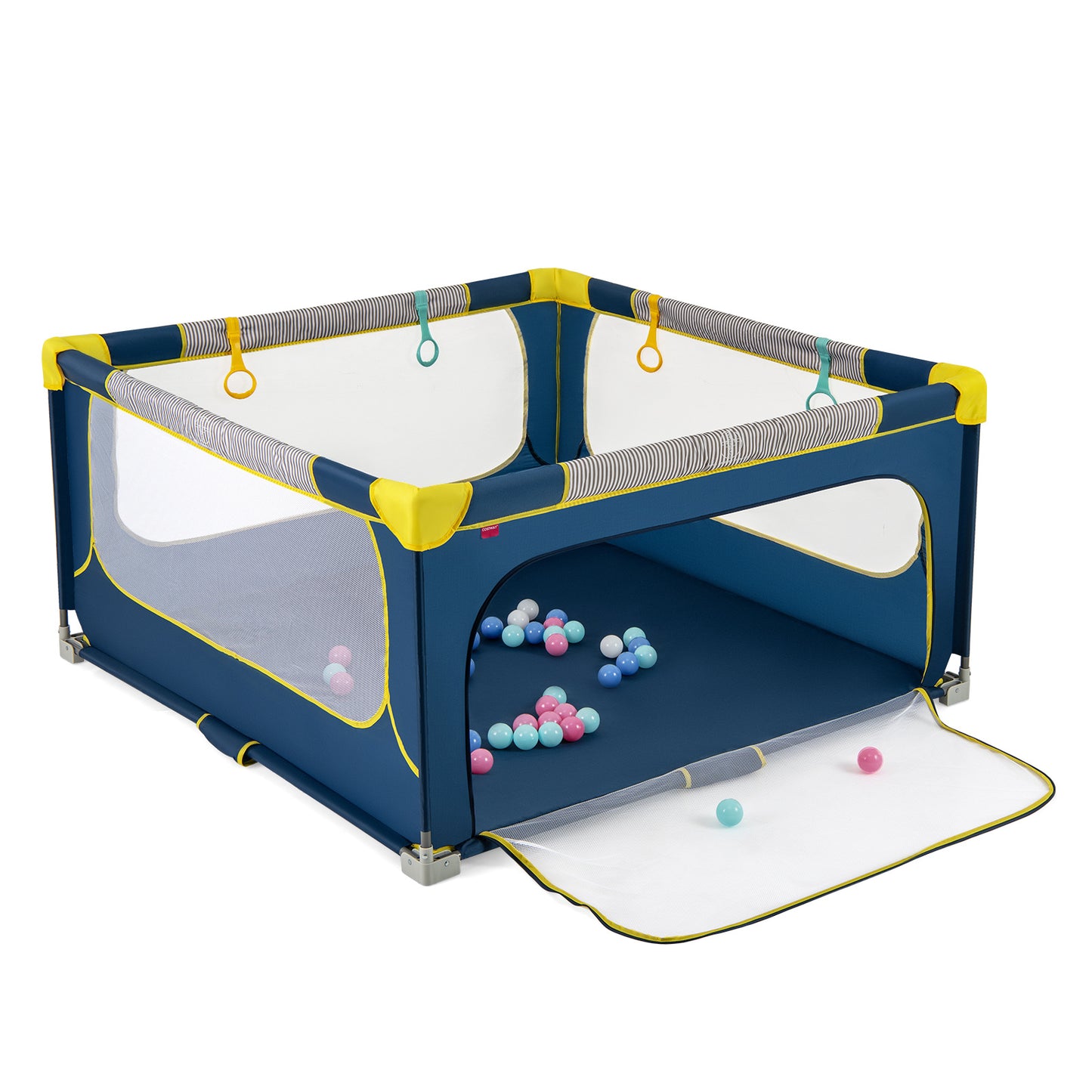 Blue Baby Playpen 150x150cm | Mesh View Zip Gate & Balls
