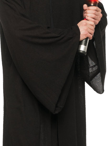 Black Star Wars Sith robe for adults with hood, licensed costume accessory for fans.