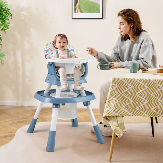 Costway 16-in-1 Convertible Baby High Chair for Babies and Toddlers-Blue