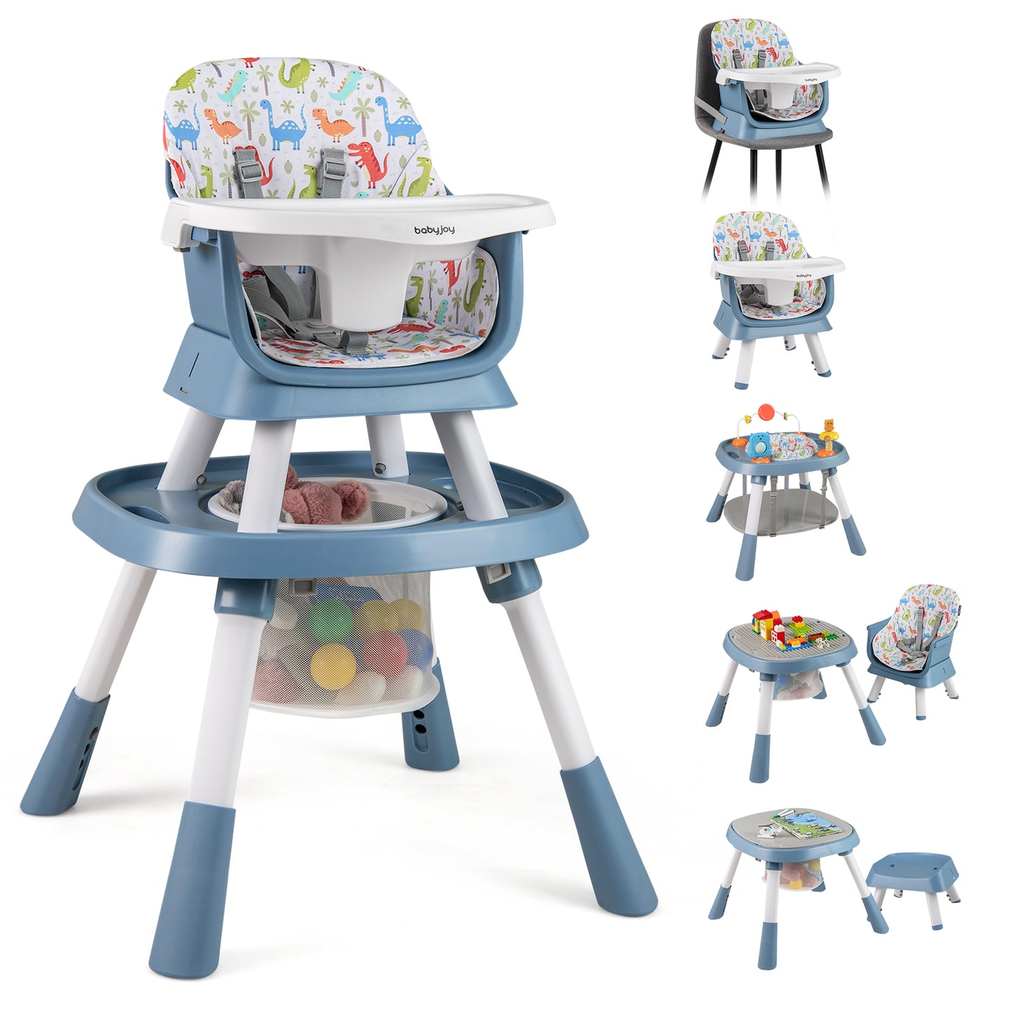 Blue 16-in-1 Convertible Baby High Chair | Grows With Your Child