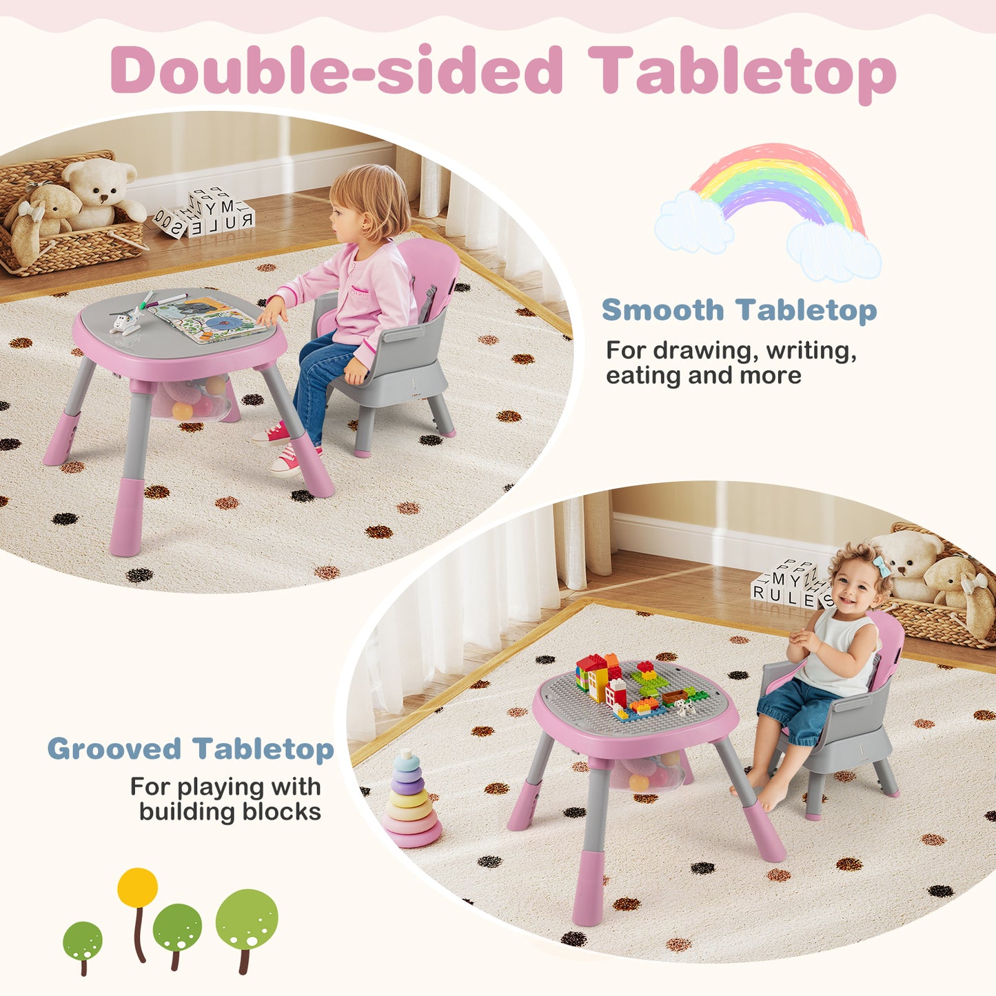 Pink 16-in-1 Convertible Baby High Chair | Grows With Your Child