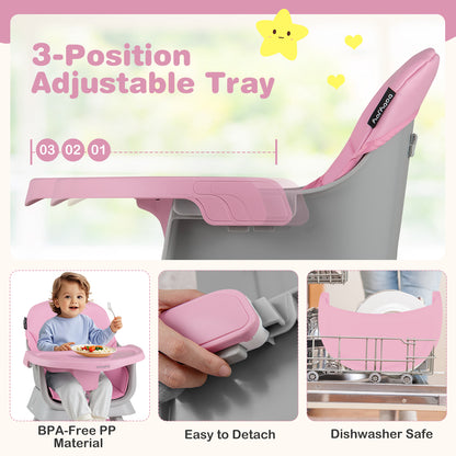 Pink 16-in-1 Convertible Baby High Chair | Grows With Your Child