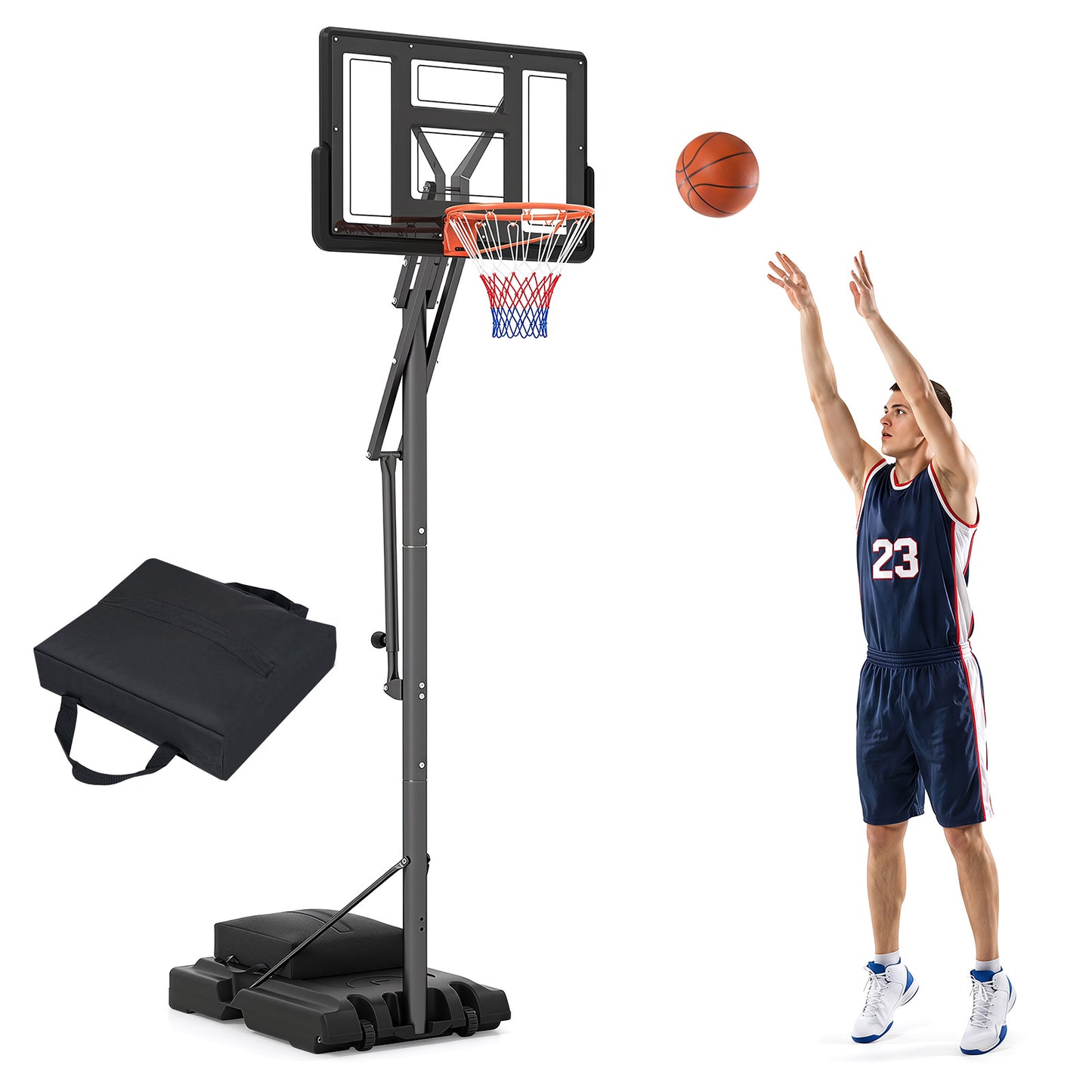 Black Portable Basketball Hoop | Adjustable 170-305 cm Height