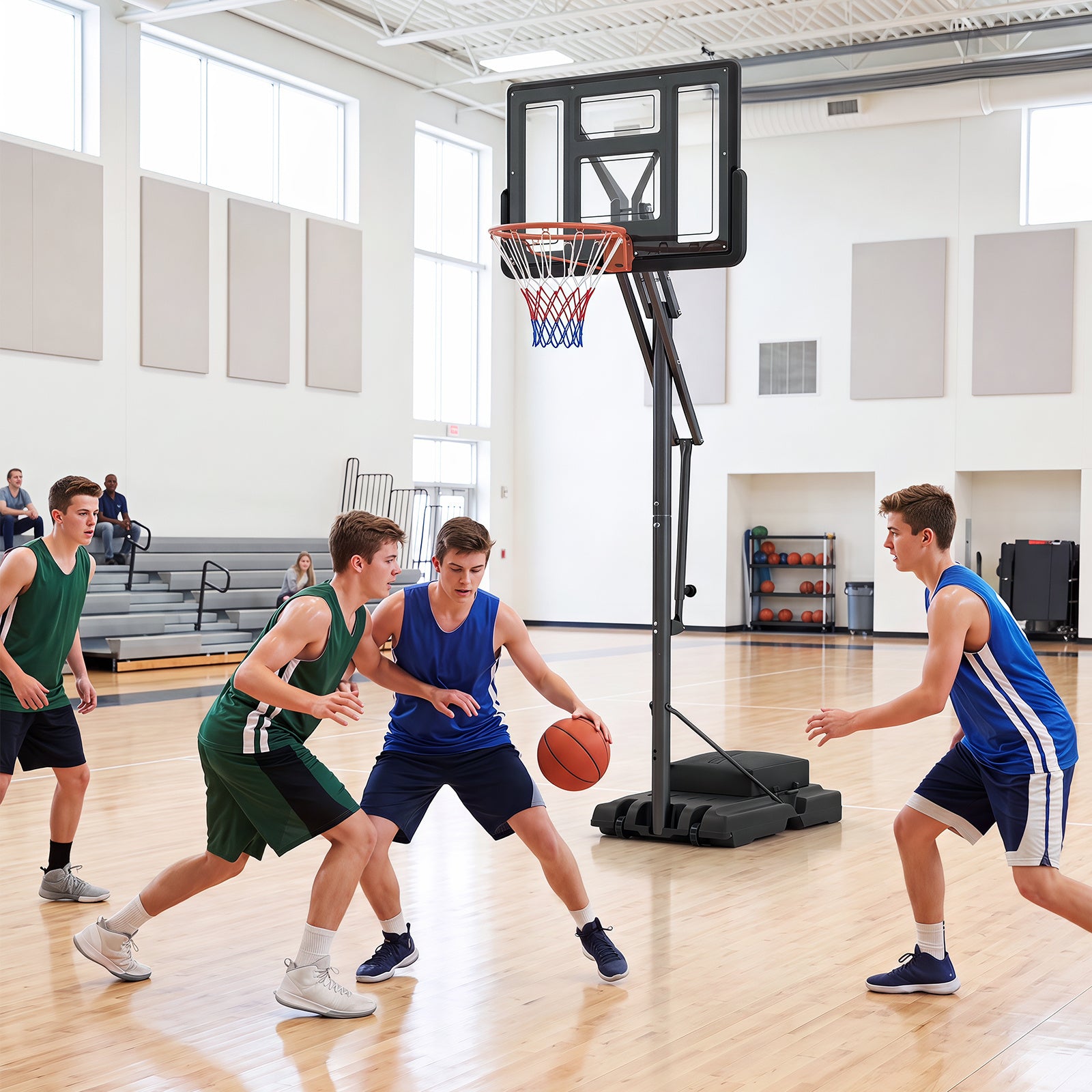 Costway 170-305 cm Outdoor Portable Basketball Hoop with Sandbag and 2 Nets