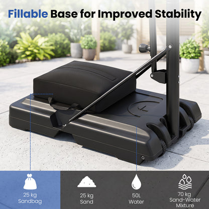 Black Portable Basketball Hoop | Adjustable 170-305 cm Height