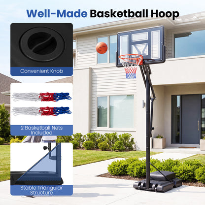 Black Portable Basketball Hoop | Adjustable 170-305 cm Height
