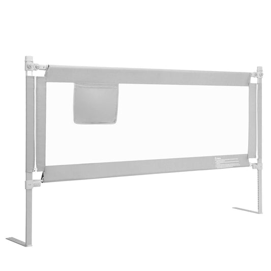 Toddler Bedrail | 176cm Grey Adjustable Height Side Pocket